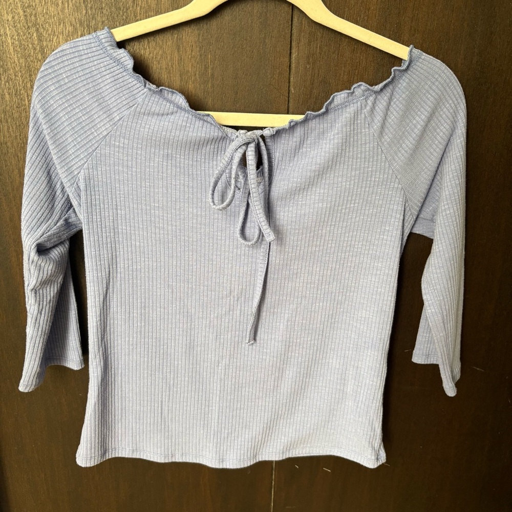 Eggie Brand Scalloped off the Shoulder Top in Periwinkle